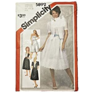 Simplicity 5892 Vintage Sewing Pattern Fitted Sundresses & Jacket Size 18-20